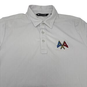 Travis Mathew Mens Medium Solid White Short Sleeve Golf Polo Shirt